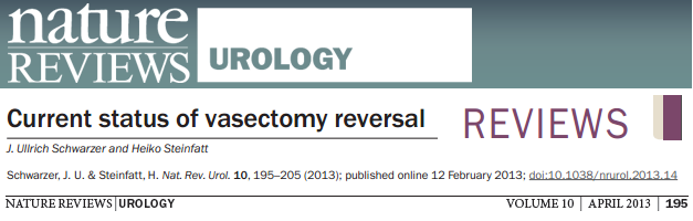 Current status of vasectomy reversal - nature Reviews Urology 2013 - pdf